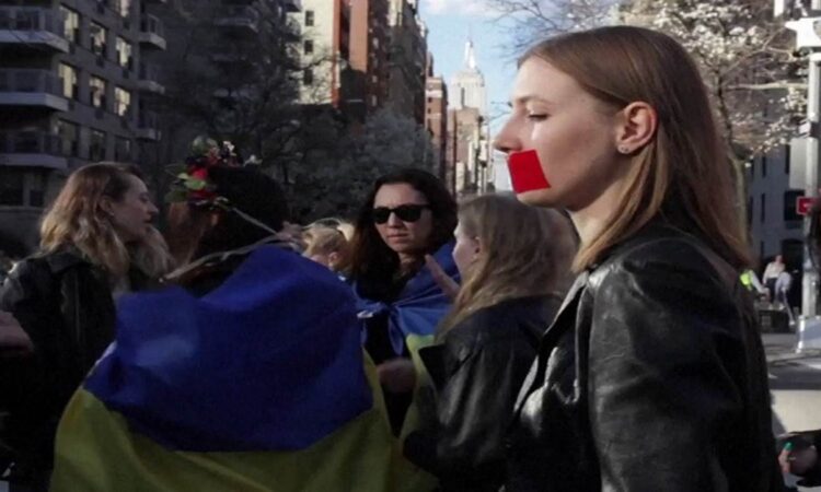 Woman topless on Cannes red carpet in protest against physical violence in Ukraine